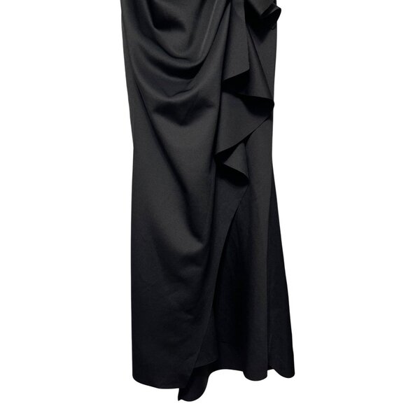 New Xscape Womens Black Halter Ruffle Gown Floor-Length Size 10P - Picture 9 of 13